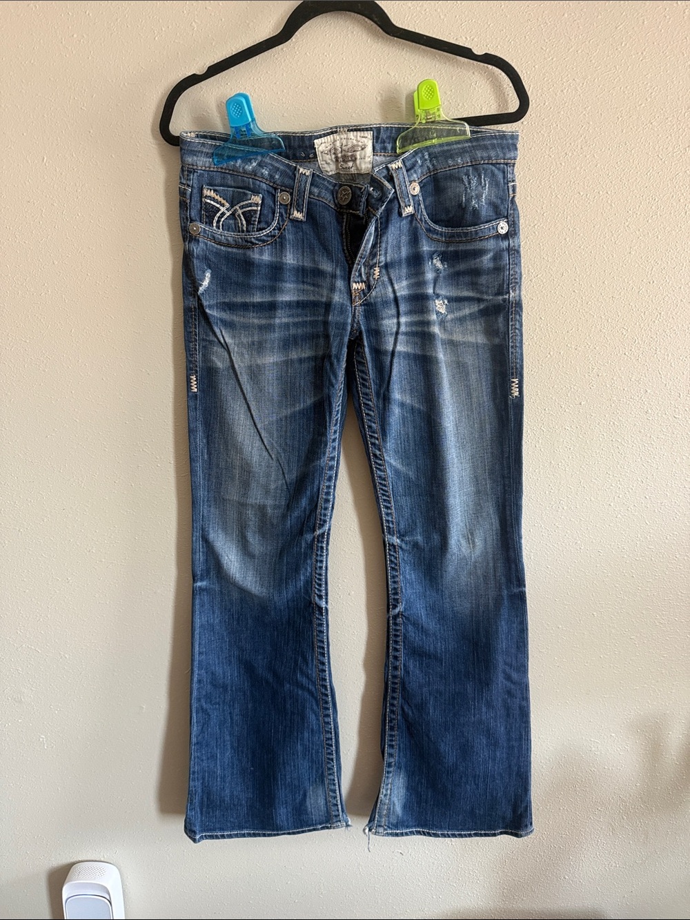 Big-Star Women's Blue Distressed Flare Jeans